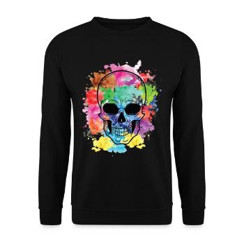 Colorful skull - Unisex Sweatshirt - black - Front - Alina (178cm) & Michal (187cm)