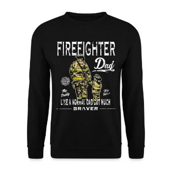 Firefighter Fire Department Father Father's Day Gift - Unisex Sweatshirt - black - Front - Alina (178cm) & Michal (187cm)