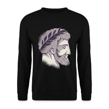 Griechischer Götter Kopf - Unisex Pullover - Schwarz - Vorne - Alina (178cm) & Michal (187cm)