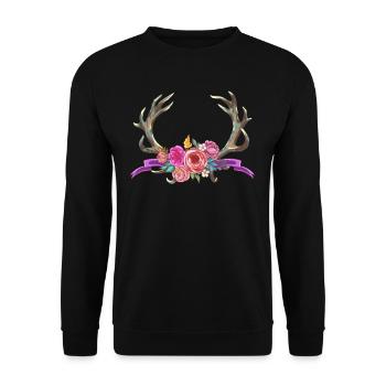 Bouquet de bois de fleurs cadeau Cerf bouquet Bavière - Sweat-shirt Unisexe - noir - Devant - Alina (178cm) & Michal (187cm)