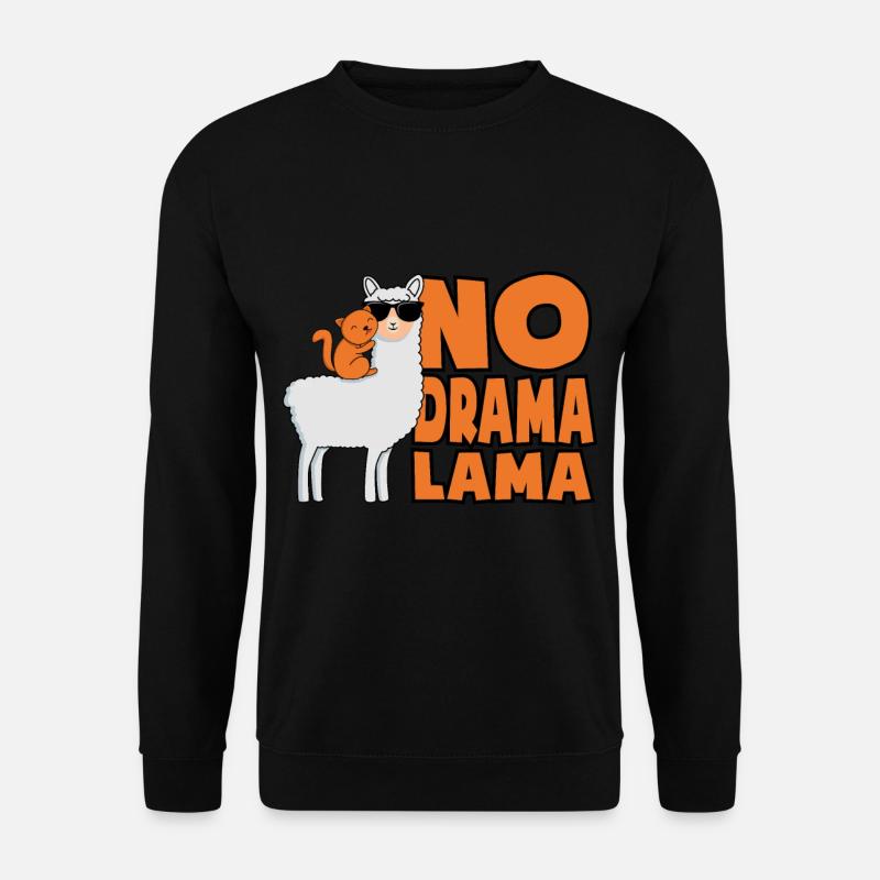 No Drama Lama Mit Lustige Katze Geschenk - Unisex Pullover - Schwarz
