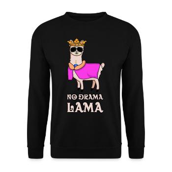 No Drama Lama Dramaqueen Geschenk - Unisex Pullover - Schwarz - Vorne - Alina (178cm) & Michal (187cm)