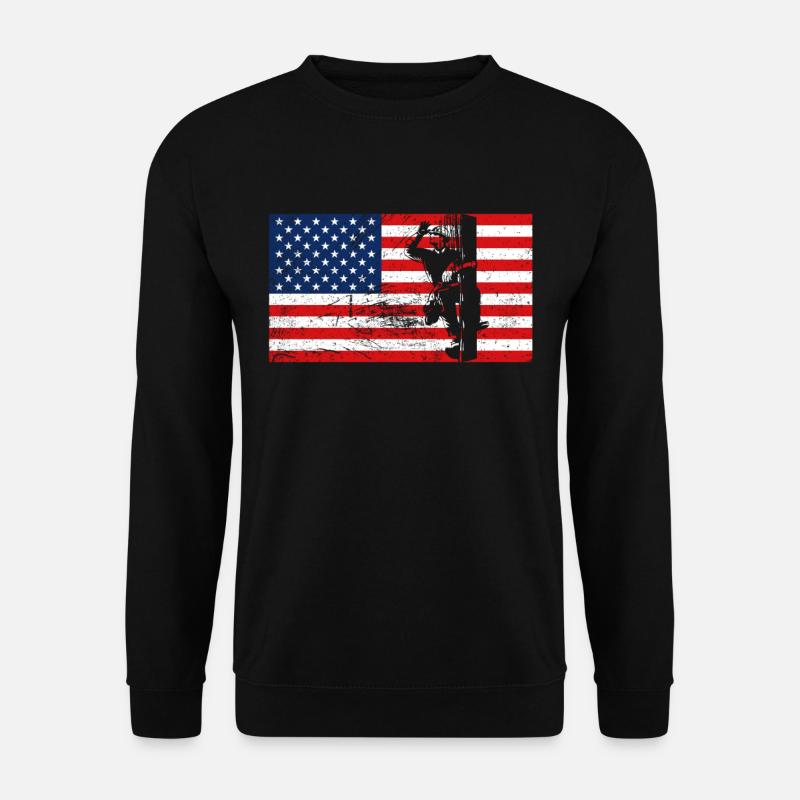 Monteur de lignes d'électricien drapeau des États-Unis - Sweat-shirt Unisexe - noir