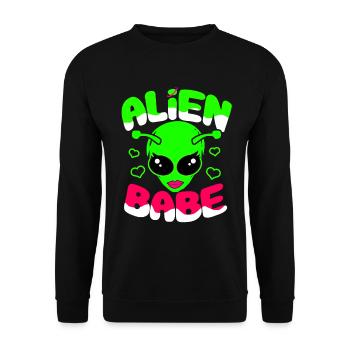 Aliens Gift UFO Extraterrestrial Space Mars Cosmos - Unisex Sweatshirt - black - Front - Alina (178cm) & Michal (187cm)