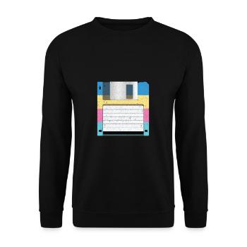 Vintage Diskette - 90er - Unisex Pullover - Schwarz - Vorne - Alina (178cm) & Michal (187cm)