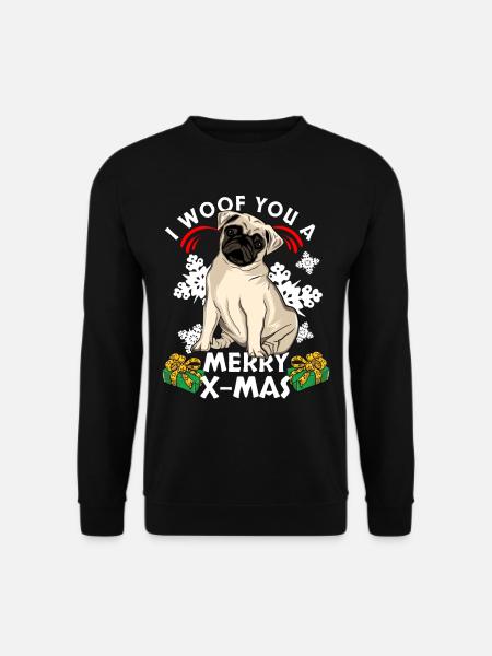 Mops Weihnachten - Unisex Pullover - Schwarz