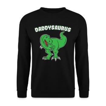 Dinosaurier Dino T-Rex Papa Vater Papi Geschenk - Unisex Pullover - Schwarz - Vorne - Alina (178cm) & Michal (187cm)