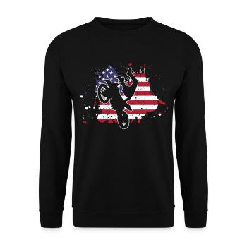 Motocross Fahrer Motorrad Usa Amerika Geschenk - Unisex Pullover - Schwarz - Vorne - Alina (178cm) & Michal (187cm)