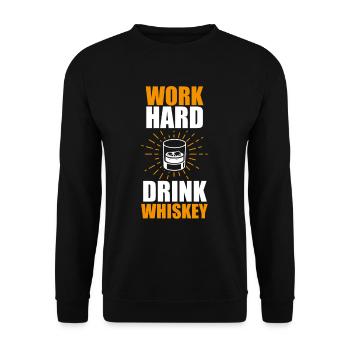 lustiges Whisky Statement Shirt Arbeite Hart - Unisex Pullover - Schwarz - Vorne - Alina (178cm) & Michal (187cm)