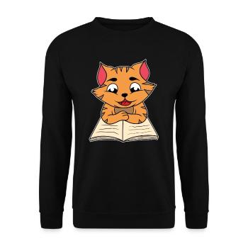 Chat chat livre lire le livre de rat de bibliothèque cadeau - Sweat-shirt Unisexe - noir - Devant - Alina (178cm) & Michal (187cm)