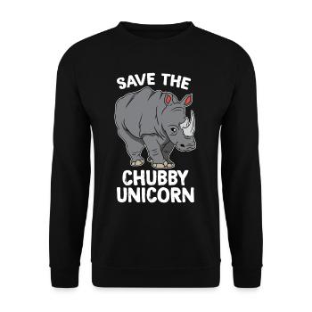 Nashorn Rhinozeros Rhino Chubby Einhorn Geschenk - Unisex Pullover - Schwarz - Vorne - Alina (178cm) & Michal (187cm)
