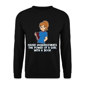 Books Book Read Bookworm Girl Gift - Unisex Sweatshirt - black - Front - Alina (178cm) & Michal (187cm)
