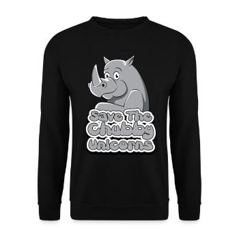 RhinoCeros Rhino Chubby Unicorn Gift - Unisex Sweatshirt - black - Front - Alina (178cm) & Michal (187cm)
