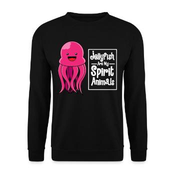 Qualle Quallen Süße Meduse Liebhaber Meer Geschenk - Unisex Pullover - Schwarz - Vorne - Alina (178cm) & Michal (187cm)
