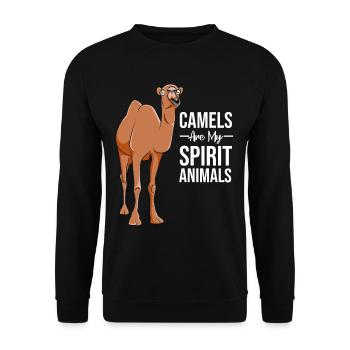 Kamel Kamele Tierliebe Liebhaber Geschenk - Unisex Pullover - Schwarz - Vorne - Alina (178cm) & Michal (187cm)