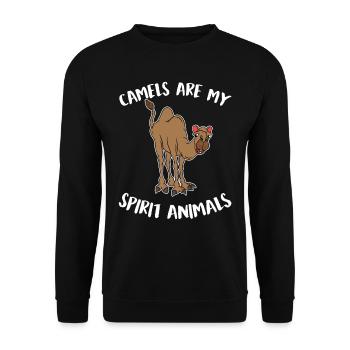 Kamel Kamele Tierliebe Liebhaber Geschenk - Unisex Pullover - Schwarz - Vorne - Alina (178cm) & Michal (187cm)