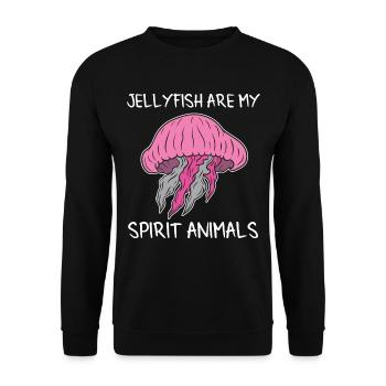 Qualle Quallen Süße Meduse Liebhaber Meer Geschenk - Unisex Pullover - Schwarz - Vorne - Alina (178cm) & Michal (187cm)