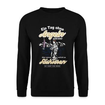 Angeln Angler Fische Sportfischer Fischen Geschenk - Unisex Pullover - Schwarz - Vorne - Alina (178cm) & Michal (187cm)