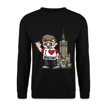 I LOVE WARSAW Warsaw Poland Pole Polish Tourist - Unisex Sweatshirt - black - Front - Alina (178cm) & Michal (187cm)