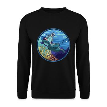 Schildkröten Riff Taucher - Unisex Pullover - Schwarz - Vorne - Alina (178cm) & Michal (187cm)