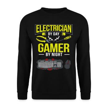 Electrician Gamer Gaming Computer Gamer Gift - Unisex Sweatshirt - black - Front - Alina (178cm) & Michal (187cm)