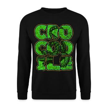 Krokodil Aligator Raubtier Reptilien Geschenk - Unisex Pullover - Schwarz - Vorne - Alina (178cm) & Michal (187cm)