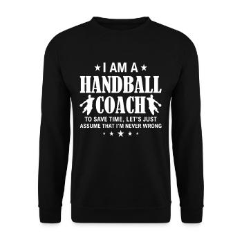 Coach Handball Sport Ball - Unisex Sweatshirt - black - Front - Alina (178cm) & Michal (187cm)