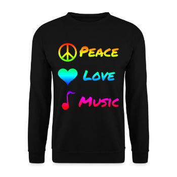 Peace Love Music Frieden Musik Symbol Geschenk - Unisex Pullover - Schwarz - Vorne - Alina (178cm) & Michal (187cm)