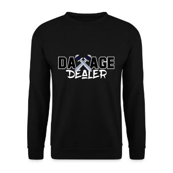 Damage Dealer | MMO Gamer Nerd Raid Loot Geschenk - Unisex Pullover - Schwarz - Vorne - Alina (178cm) & Michal (187cm)