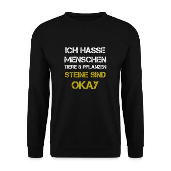 Ich hasse Menschen Tiere und Pflanzen - Unisex Pullover - Schwarz - Vorne - Alina (178cm) & Michal (187cm)