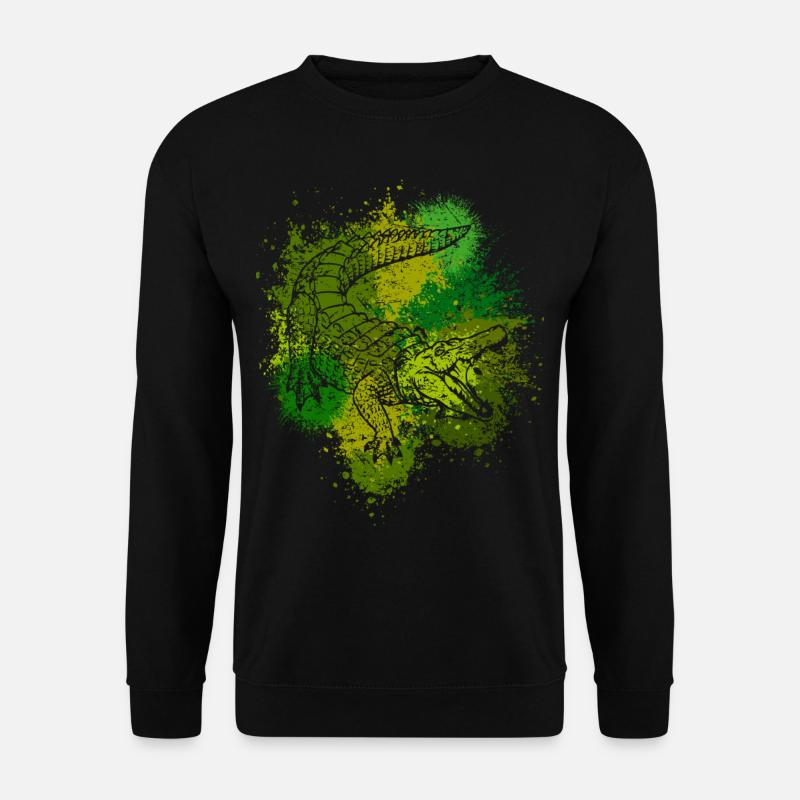 Krokodil Aligator Raubtier Reptilien Geschenk - Unisex Pullover - Schwarz