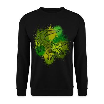 Krokodil Aligator Raubtier Reptilien Geschenk - Unisex Pullover - Schwarz - Vorne - Alina (178cm) & Michal (187cm)