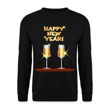 Nouvel An Cadeau du Nouvel An Minuit - Sweat-shirt Unisexe - noir - Devant - Alina (178cm) & Michal (187cm)