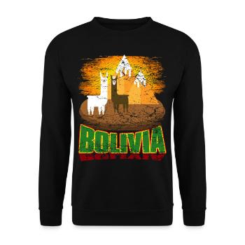 Bolivie Amérique du Sud Lamas Alpacas Pays Cadeau - Sweat-shirt Unisexe - noir - Devant - Alina (178cm) & Michal (187cm)