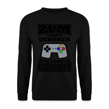 Born To Gamen Forced To School Pupils - Unisex Sweatshirt - black - Front - Alina (178cm) & Michal (187cm)