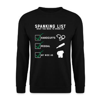 Spanking Checklist Spank me daddy Geschenk - Unisex Pullover - Schwarz - Vorne - Alina (178cm) & Michal (187cm)
