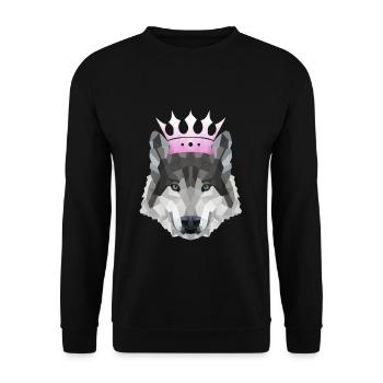 Krone POLYGON WOLF Husky Wölfe Rudel - Unisex Pullover - Schwarz - Vorne - Alina (178cm) & Michal (187cm)