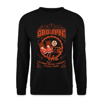 Groupie Concert Stagecrew Event Gift - Unisex Sweatshirt - black - Front - Alina (178cm) & Michal (187cm)