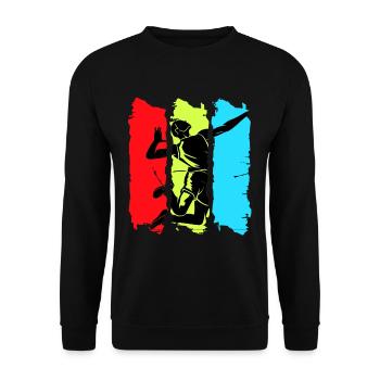 Volleyball Team Set Volley Beach Volleyballer Ball - Unisex Pullover - Schwarz - Vorne - Alina (178cm) & Michal (187cm)
