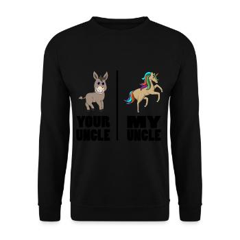 Your Uncle My Uncle Funny Unicorn Gift - Unisex Sweatshirt - black - Front - Alina (178cm) & Michal (187cm)