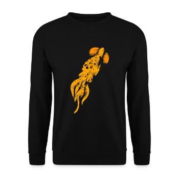 Riesen-Kalmar Kreatur cooles Geschenk - Unisex Pullover - Schwarz - Vorne - Alina (178cm) & Michal (187cm)