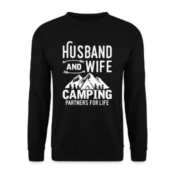 Partenaire campeur mari épouse - Sweat-shirt Unisexe - noir - Devant - Alina (178cm) & Michal (187cm)