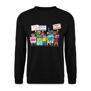 FRIDAY FOR FUTURE Umweltschutz Klimaschutz - Unisex Pullover - Schwarz - Vorne - Alina (178cm) & Michal (187cm)