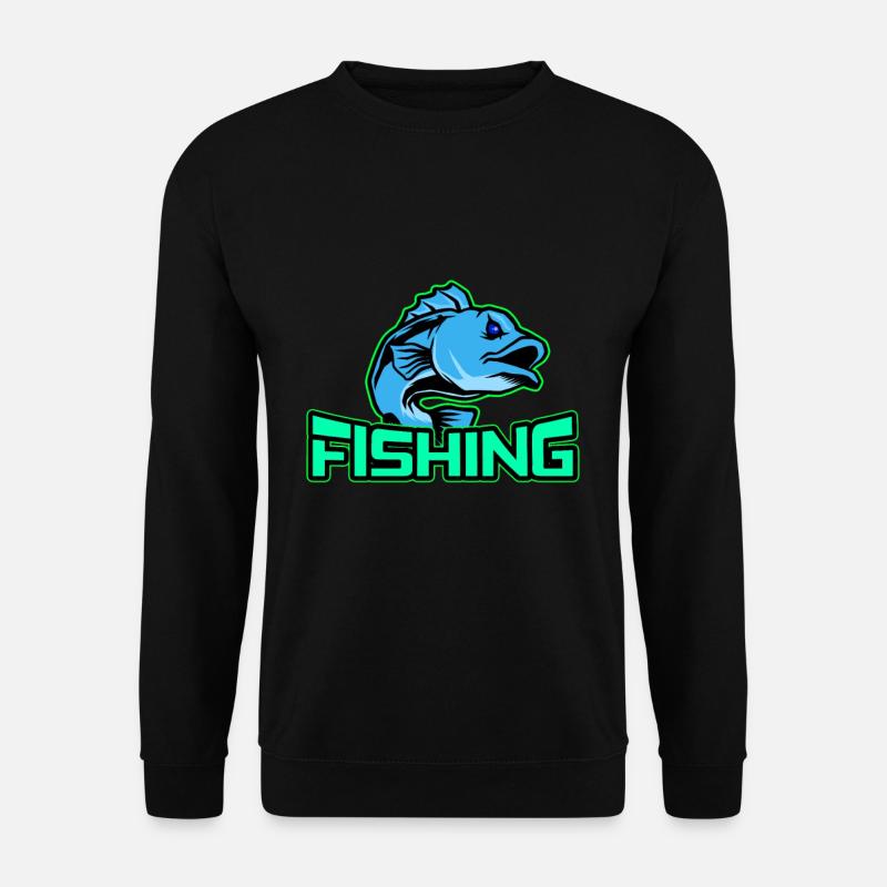 Angeln Fischen blauer Fisch - Unisex Pullover - Schwarz