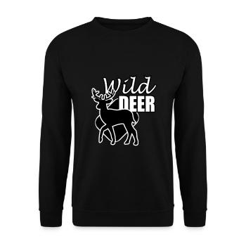 Wildes Reh - Unisex Pullover - Schwarz - Vorne - Alina (178cm) & Michal (187cm)