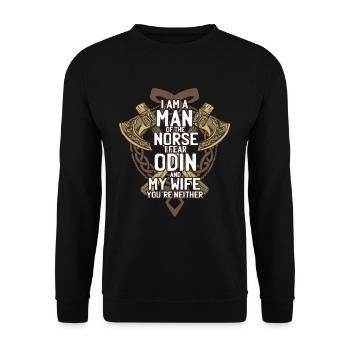 Odin - der Göttervater der Mythologie - Unisex Pullover - Schwarz - Vorne - Alina (178cm) & Michal (187cm)