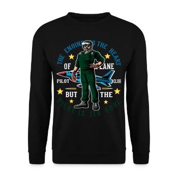 Pilot pilots plane flying plane airfield - Unisex Sweatshirt - black - Front - Alina (178cm) & Michal (187cm)