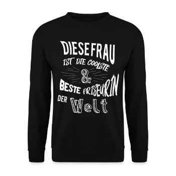 Friseurin - Unisex Pullover - Schwarz - Vorne - Alina (178cm) & Michal (187cm)