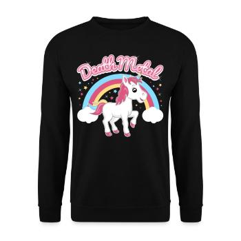 Death Metal Einhorn - Unisex Pullover - Schwarz - Vorne - Alina (178cm) & Michal (187cm)