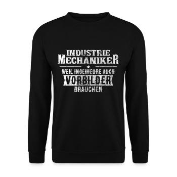 Industriemechaniker | Schlosser Werkstatt Geschenk - Unisex Pullover - Schwarz - Vorne - Alina (178cm) & Michal (187cm)
